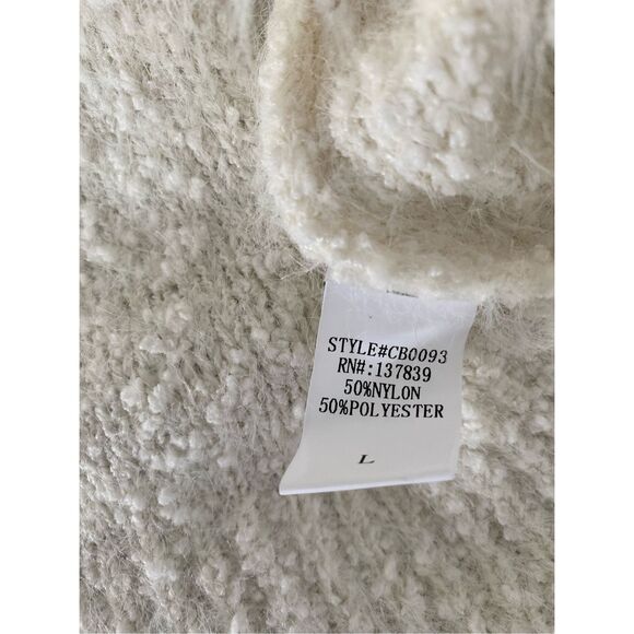 Dreamer Off White Boucle Knit Sweater Sz L - Picture 5 of 7